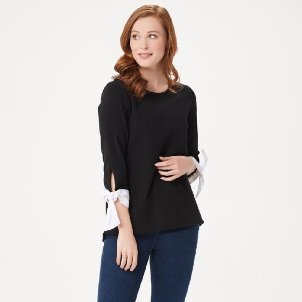 NWT BROOKE SHIELDS TIMELESS‎ 3/4 SLV HI-LOW TOP MEDIUM